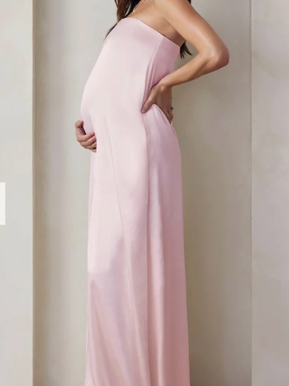 Strapless Soft Pink Maternity Maxi Dress